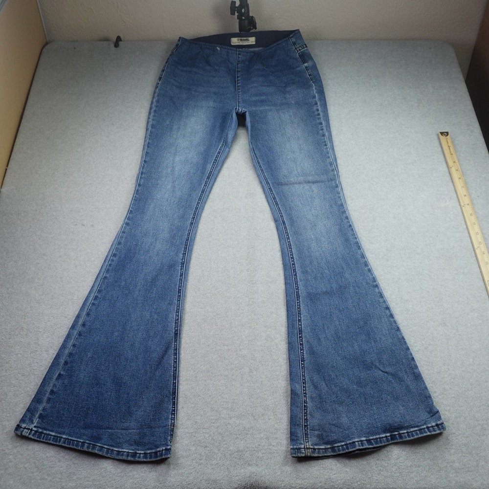 Rock & Roll Denim Jeans Womens 30x34 Blue Bargain Bell Flare Pull On Boho